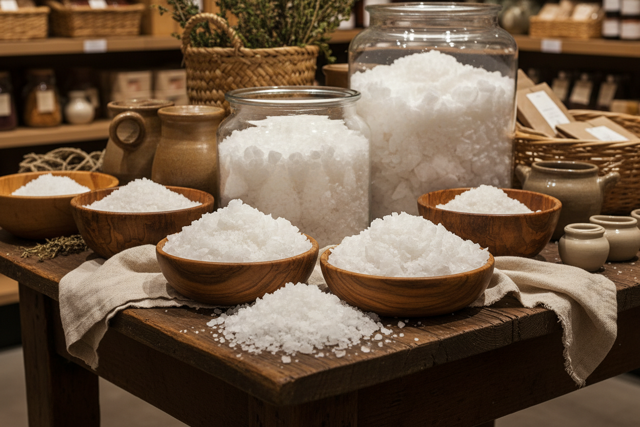 put the salt in wood containers or glass